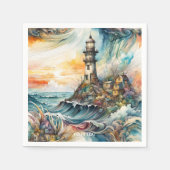 Fantasy Niedlich Vivid Lighthouse Cartoon Storm Serviette (Vorderseite)