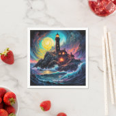 Fantasy Niedlich Vivid Lighthouse Sea Night Serviette (Beispiel)