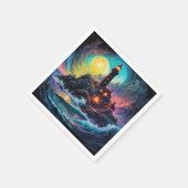 Fantasy Niedlich Vivid Lighthouse Sea Night Serviette (Ecke)