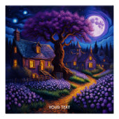 Fantasy Niedlich Vivid Lila Village Moon Poster (Vorderseite)