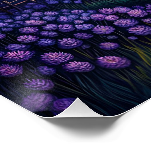 Fantasy Niedlich Vivid Lila Village Moon Poster (Ecke)