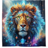 Fantasy Niedlich Vivid Lion Space Bubbles Duschvorhang (Vorderseite)