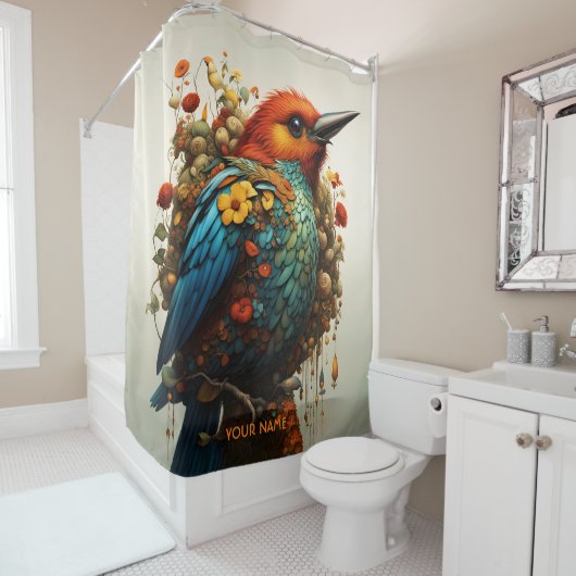 Fantasy Niedlich Vivid Majestic Bird Blume Duschvorhang (Beispiel)