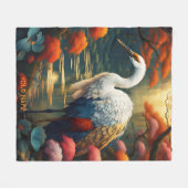 Fantasy Niedlich Vivid Majestic Crane Blume Fleecedecke (Vorderseite (Horizontal))