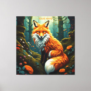 Fantasy Niedlich Vivid Majestic Fox Blume Leinwanddruck