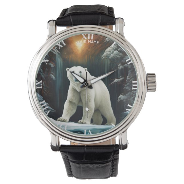 Fantasy Niedlich Vivid Majestic Polar Bär Armbanduhr (Vorderseite)