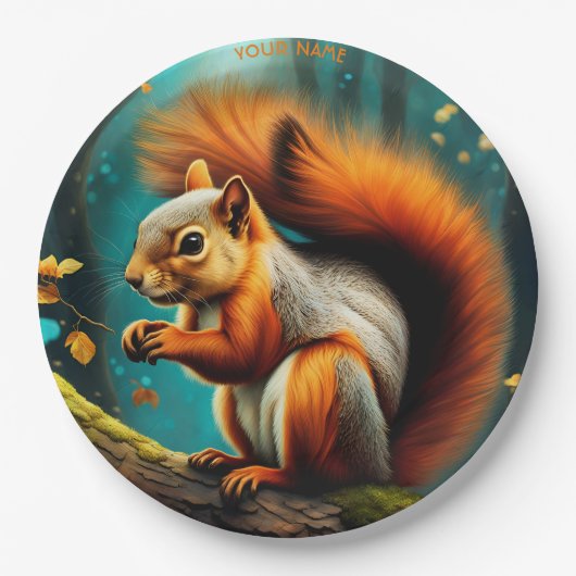 Fantasy Niedlich Vivid Majestic Red Squirrel Pappteller (Vorderseite)