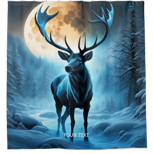 Fantasy Niedlich Vivid Moon Night Deer Duschvorhang (Vorderseite)