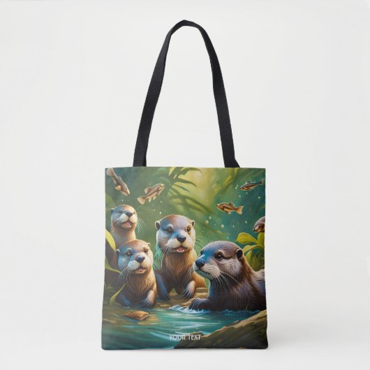 Fantasy Niedlich Vivid Otter Family Fish Tasche (Vorderseite)