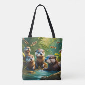Fantasy Niedlich Vivid Otter Family Fish Tasche (Rückseite)