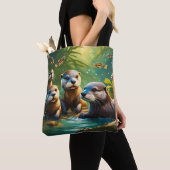 Fantasy Niedlich Vivid Otter Family Fish Tasche (Von Nahem)