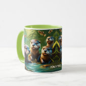 Fantasy Niedlich Vivid Otter Family Fish Tasse (Vorderseite Links)