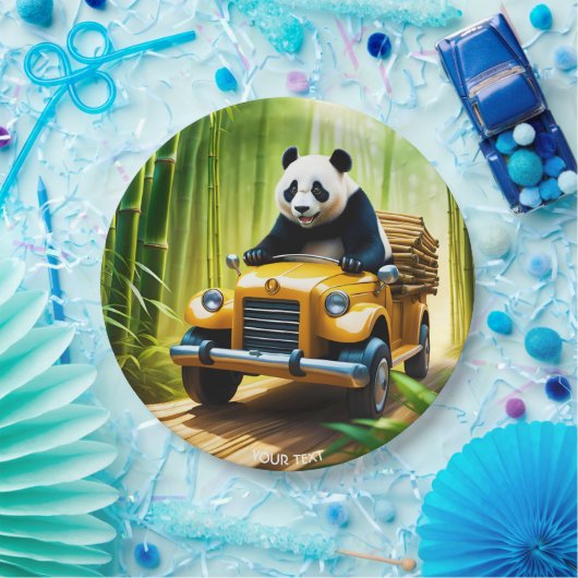 Fantasy Niedlich Vivid Panda Bamboo Car Pappteller (Party)