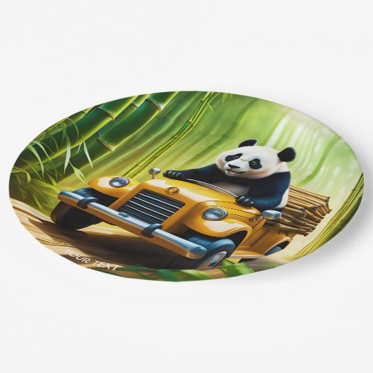Fantasy Niedlich Vivid Panda Bamboo Car Pappteller (Schrägansicht)
