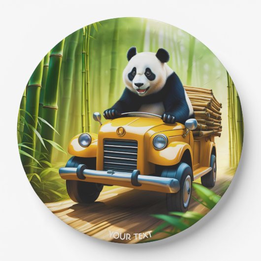 Fantasy Niedlich Vivid Panda Bamboo Car Pappteller (Vorderseite)