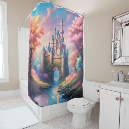 Fantasy Niedlich Vivid Pastel Baum Burg Duschvorhang (Beispiel)