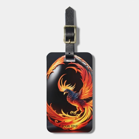 Fantasy Niedlich Vivid Phoenix Black Egg Gepäckanhänger (Vorderseite vertikal)