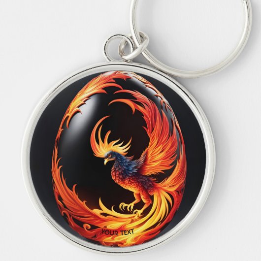 Fantasy Niedlich Vivid Phoenix Black Egg Schlüsselanhänger (Vorne)