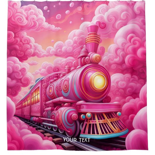 Fantasy Niedlich Vivid Pink Wolkenbahn Duschvorhang (Vorderseite)