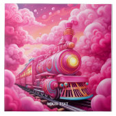 Fantasy Niedlich Vivid Pink Wolkenbahn Fliese (Vorderseite)