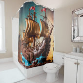 Fantasy Niedlich Vivid Pirate Ship Cake Duschvorhang (Beispiel)