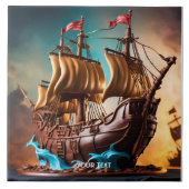 Fantasy Niedlich Vivid Pirate Ship Cake Fliese (Vorderseite)