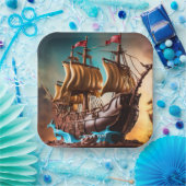 Fantasy Niedlich Vivid Pirate Ship Cake Pappteller (Party)