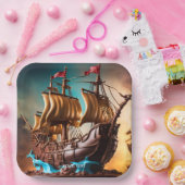 Fantasy Niedlich Vivid Pirate Ship Cake Pappteller (Party)