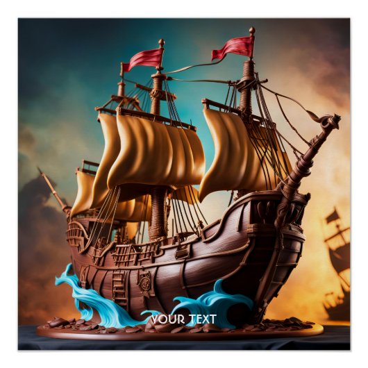 Fantasy Niedlich Vivid Pirate Ship Cake Poster (Vorderseite)