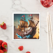 Fantasy Niedlich Vivid Pirate Ship Cake Serviette (Beispiel)