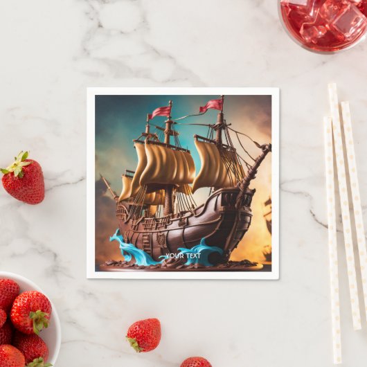 Fantasy Niedlich Vivid Pirate Ship Cake Serviette (Beispiel)