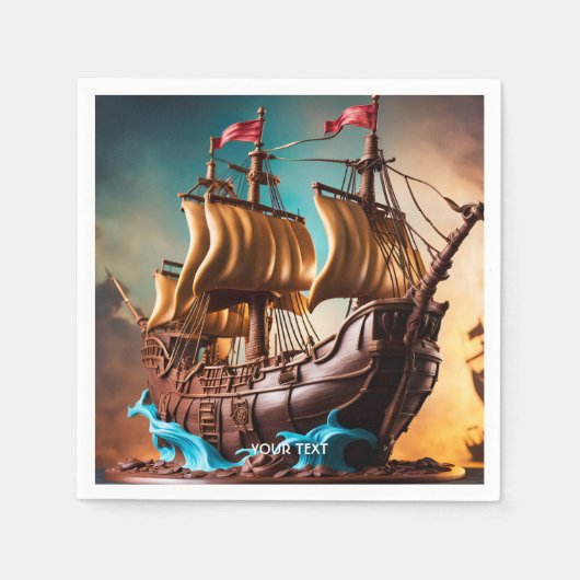 Fantasy Niedlich Vivid Pirate Ship Cake Serviette (Vorderseite)