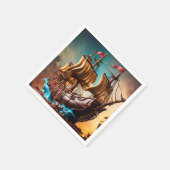 Fantasy Niedlich Vivid Pirate Ship Cake Serviette (Ecke)