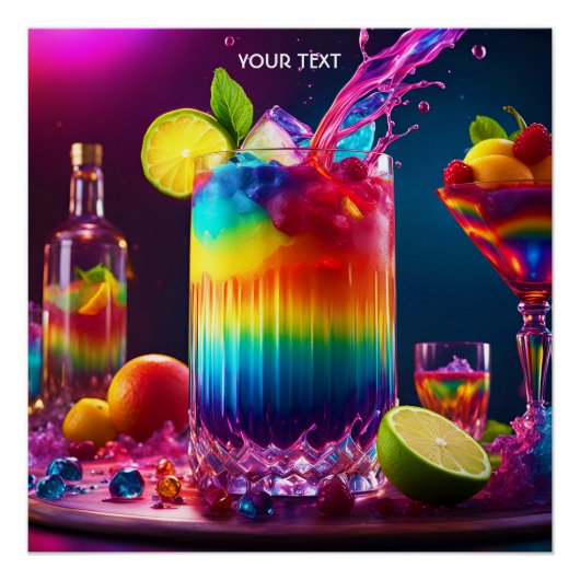 Fantasy Niedlich Vivid Rainbow Cocktail Frucht Poster (Vorderseite)