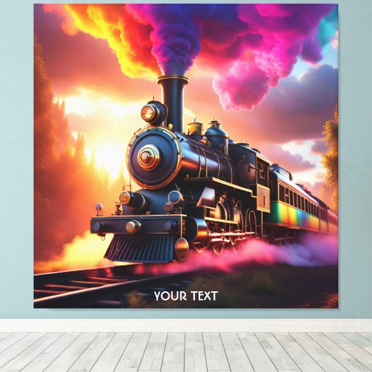 Fantasy Niedlich Vivid Rainbow Steampunk Bahn Leinwanddruck (Insitu (Holzboden))
