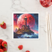 Fantasy Niedlich Vivid Red Lighthouse Moon Serviette (Beispiel)