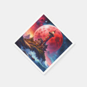 Fantasy Niedlich Vivid Red Lighthouse Moon Serviette (Ecke)