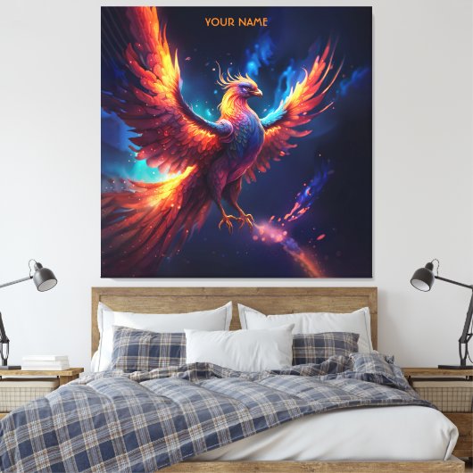 Fantasy Niedlich Vivid Rising Phoenix Leinwanddruck (Insitu (Schlafzimmer))