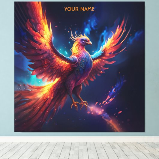 Fantasy Niedlich Vivid Rising Phoenix Leinwanddruck (Insitu (Holzboden))