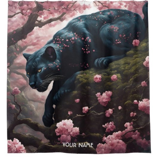 Fantasy Niedlich Vivid Romantic Panther Portrait Duschvorhang (Vorderseite)