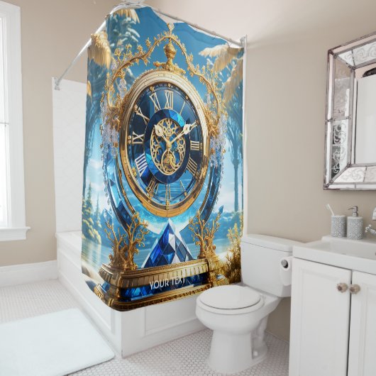 Fantasy Niedlich Vivid Sapphire Clock Sea Duschvorhang (Beispiel)