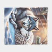 Fantasy Niedlich Vivid Sheep Wolf Winter Fleecedecke (Vorderseite (Horizontal))