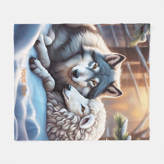Fantasy Niedlich Vivid Sheep Wolf Winter Fleecedecke (Vorderseite (Horizontal))