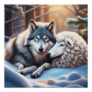 Fantasy Niedlich Vivid Sheep Wolf Winter Poster