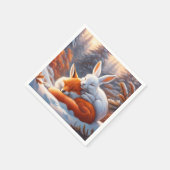 Fantasy Niedlich Vivid Sleeping Fox Hare Serviette (Ecke)