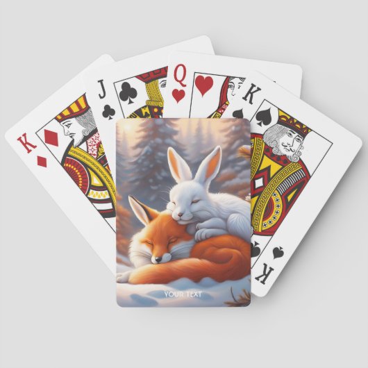Fantasy Niedlich Vivid Sleeping Fox Hare Spielkarten (Rückseite)