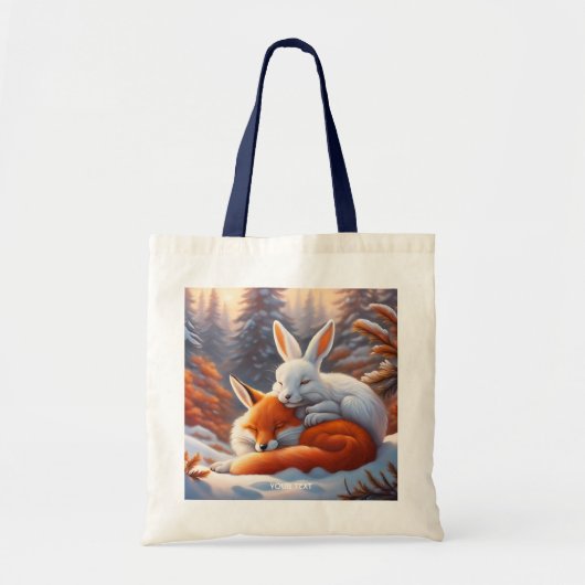 Fantasy Niedlich Vivid Sleeping Fox Hare Tragetasche (Vorne)