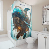 Fantasy Niedlich Vivid Steampunk Whale Sea Duschvorhang (Beispiel)