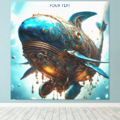 Fantasy Niedlich Vivid Steampunk Whale Sea Leinwanddruck (Insitu (Holzboden))