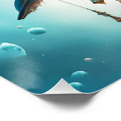 Fantasy Niedlich Vivid Steampunk Whale Sea Poster (Ecke)